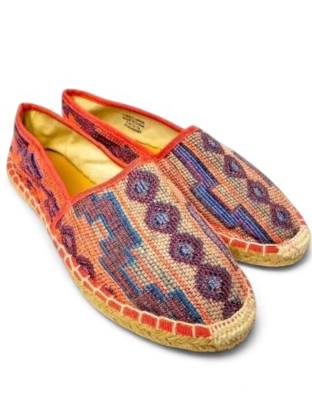 J Crew Women’s Espadrille Boho Southwest Neon Canvas Slip On Flat Shoes 7M
